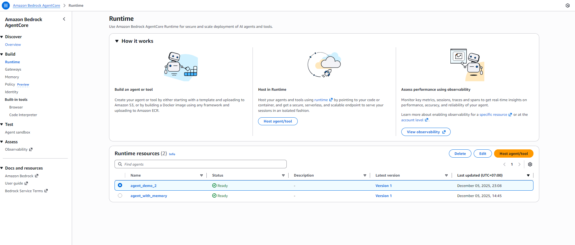 Deleting an agent in Amazon Bedrock AgentCore